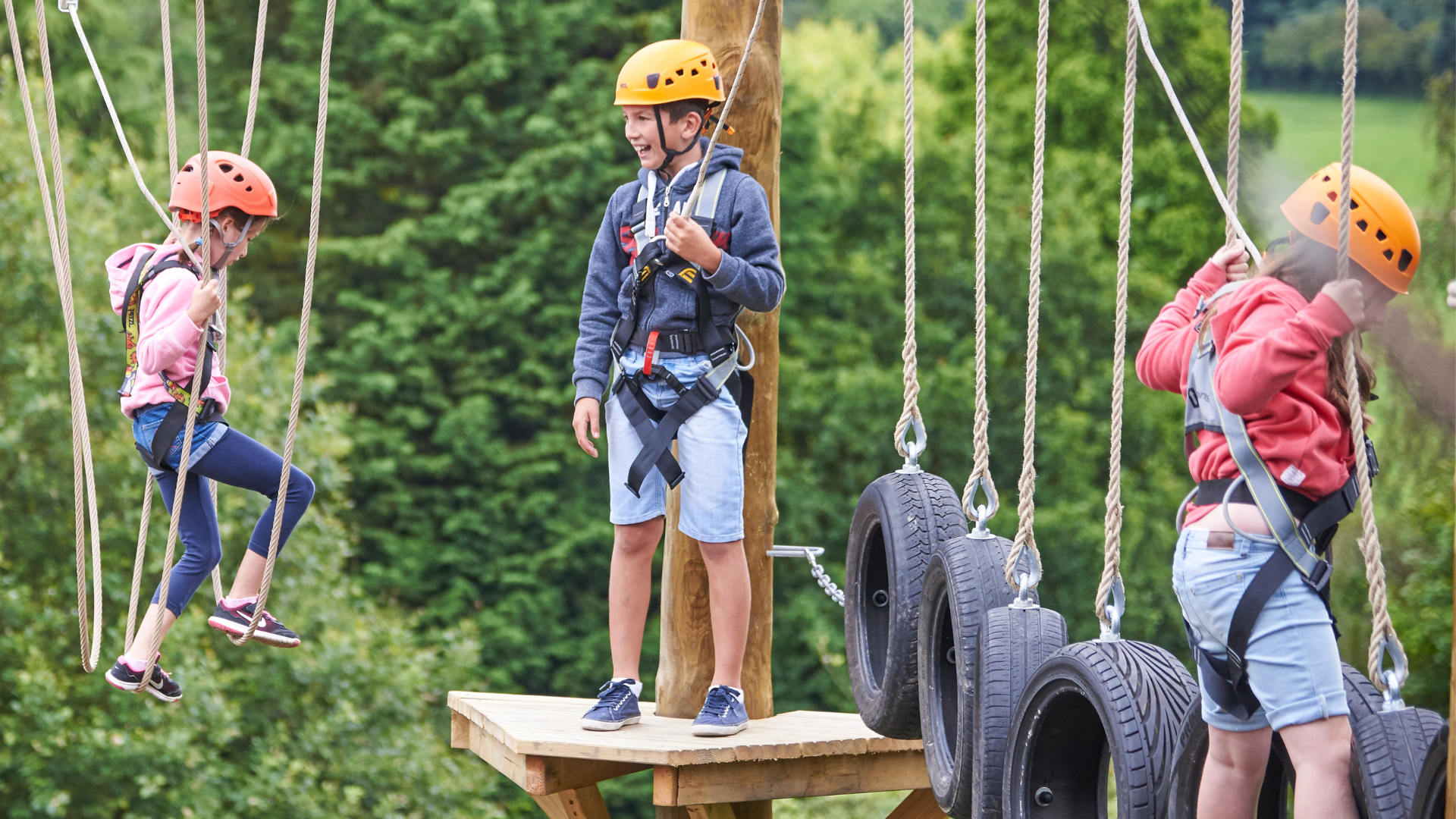 Children playing on High Ropes