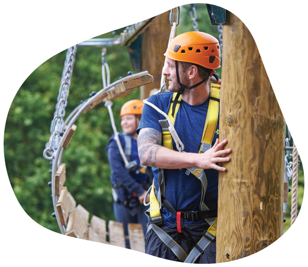 A man on the high ropes