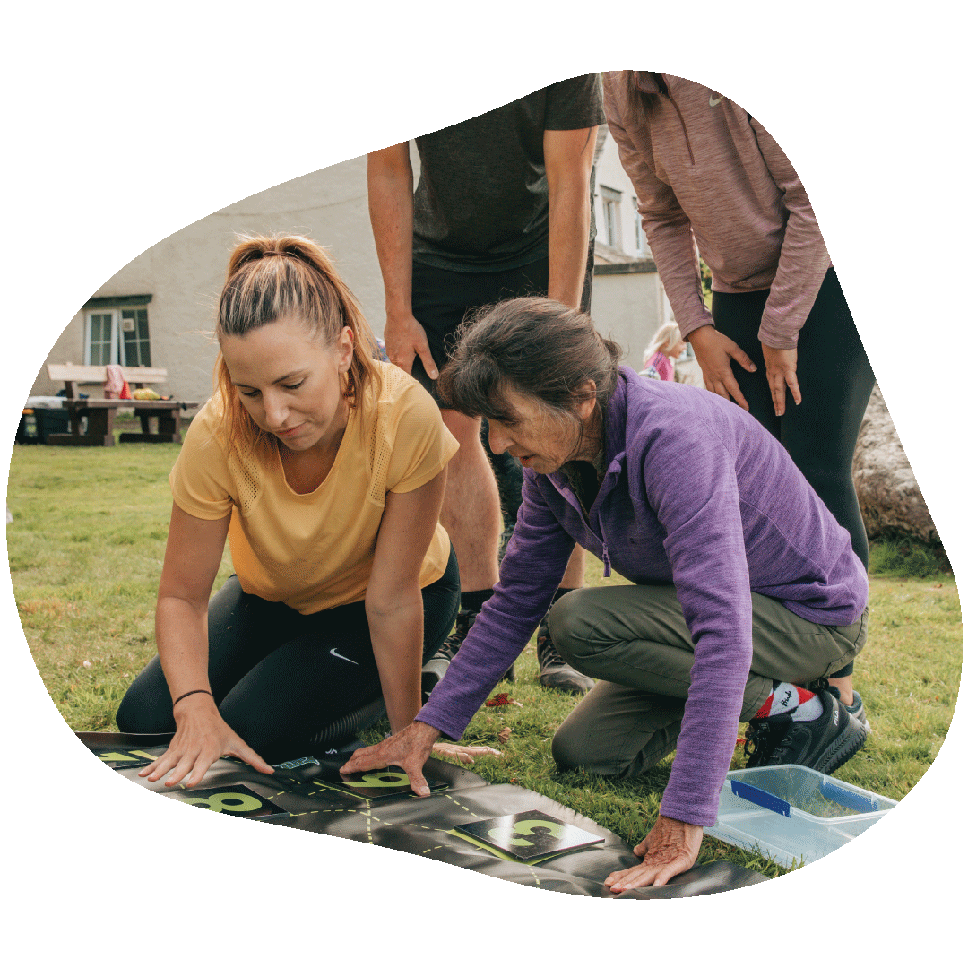 Two women looking at a map